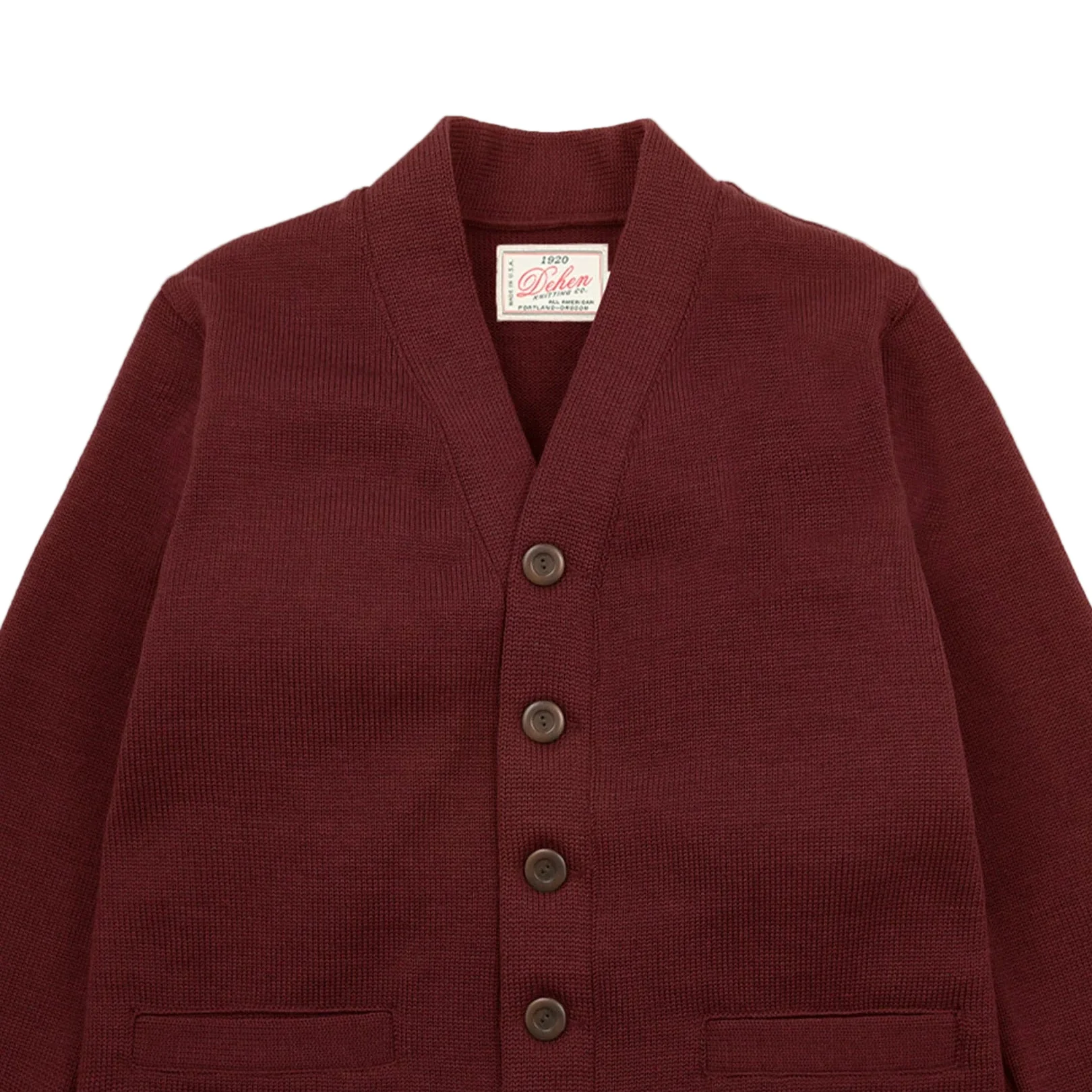 Classic Cardigan - Burgundy Wool Knit - Image 2