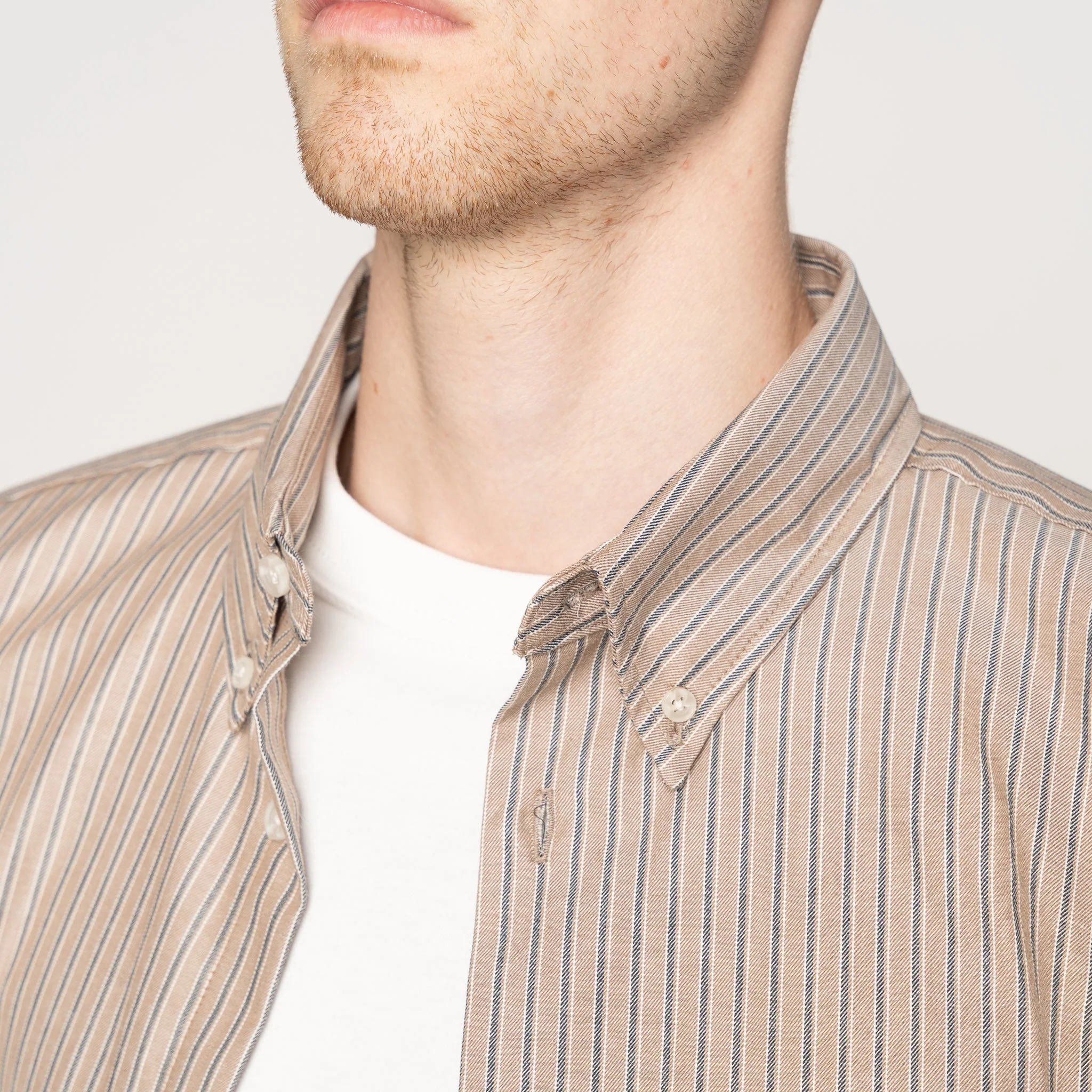 Easy Shirt - Soft Finish Classic Stripe - Taupe - Image 4