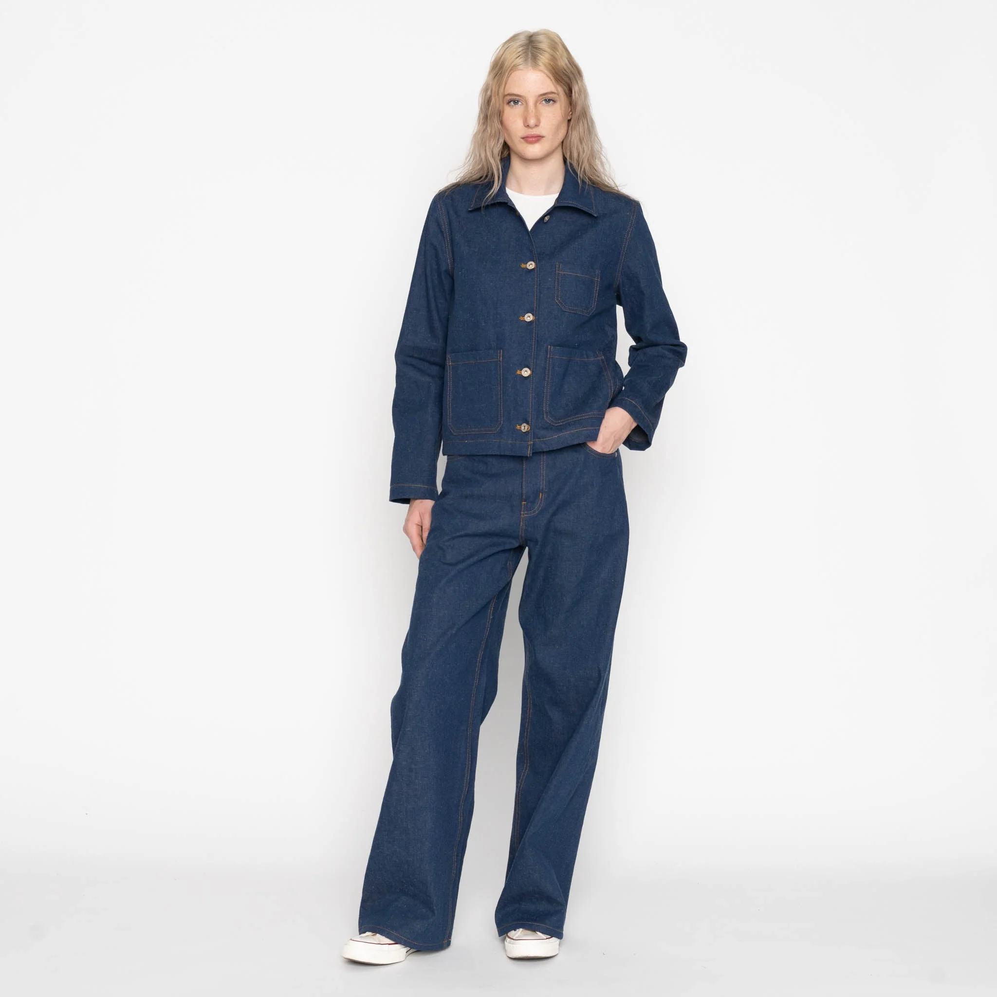 Gracie Jacket - 2x1 Dungaree Nep Denim - Mid Indigo - Image 7