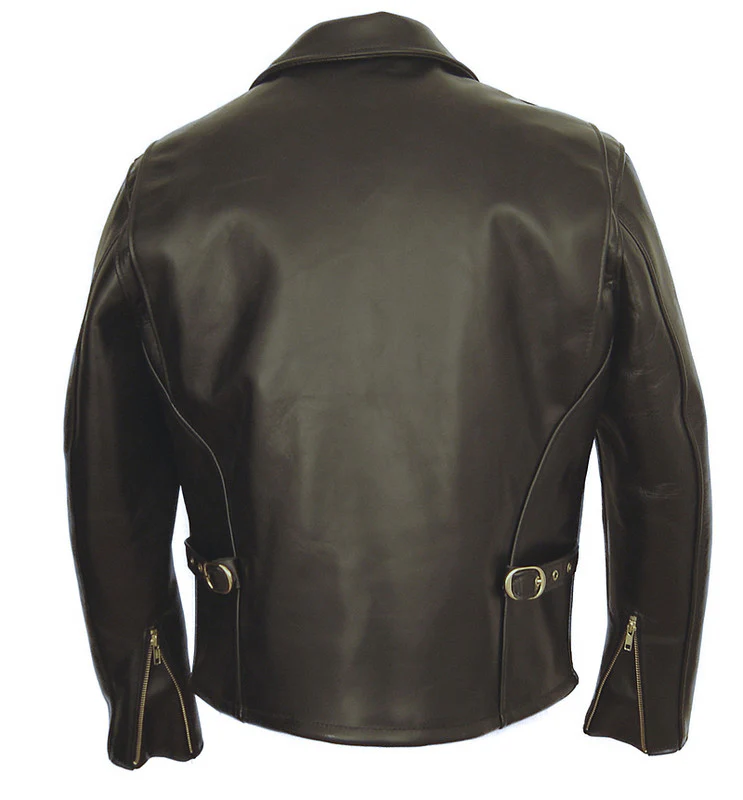 689H - Horsehide Black Racer Motorcycle Leather Jacket - Image 2