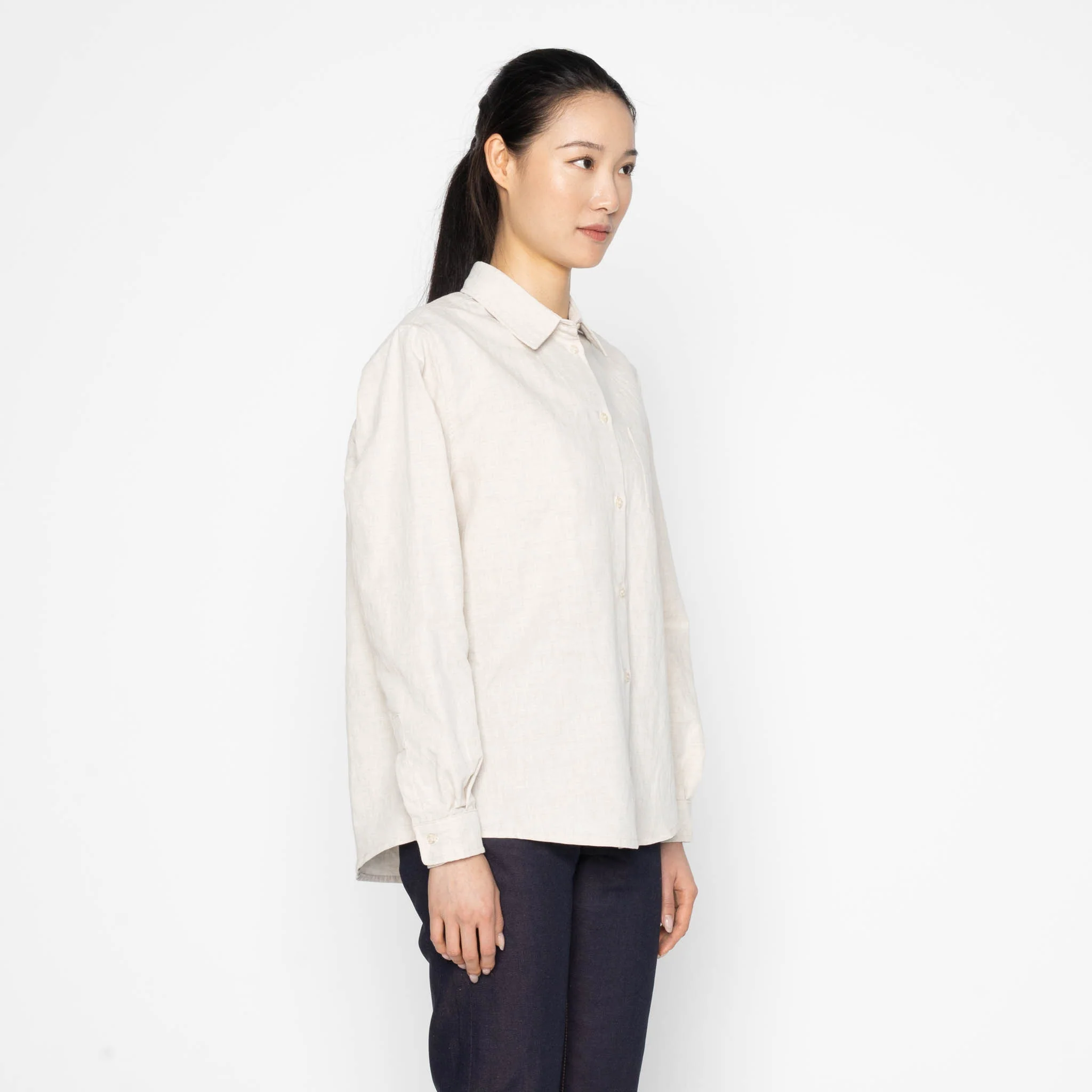 Judy Shirt - Linen Blend Denim - Ecru - Image 3