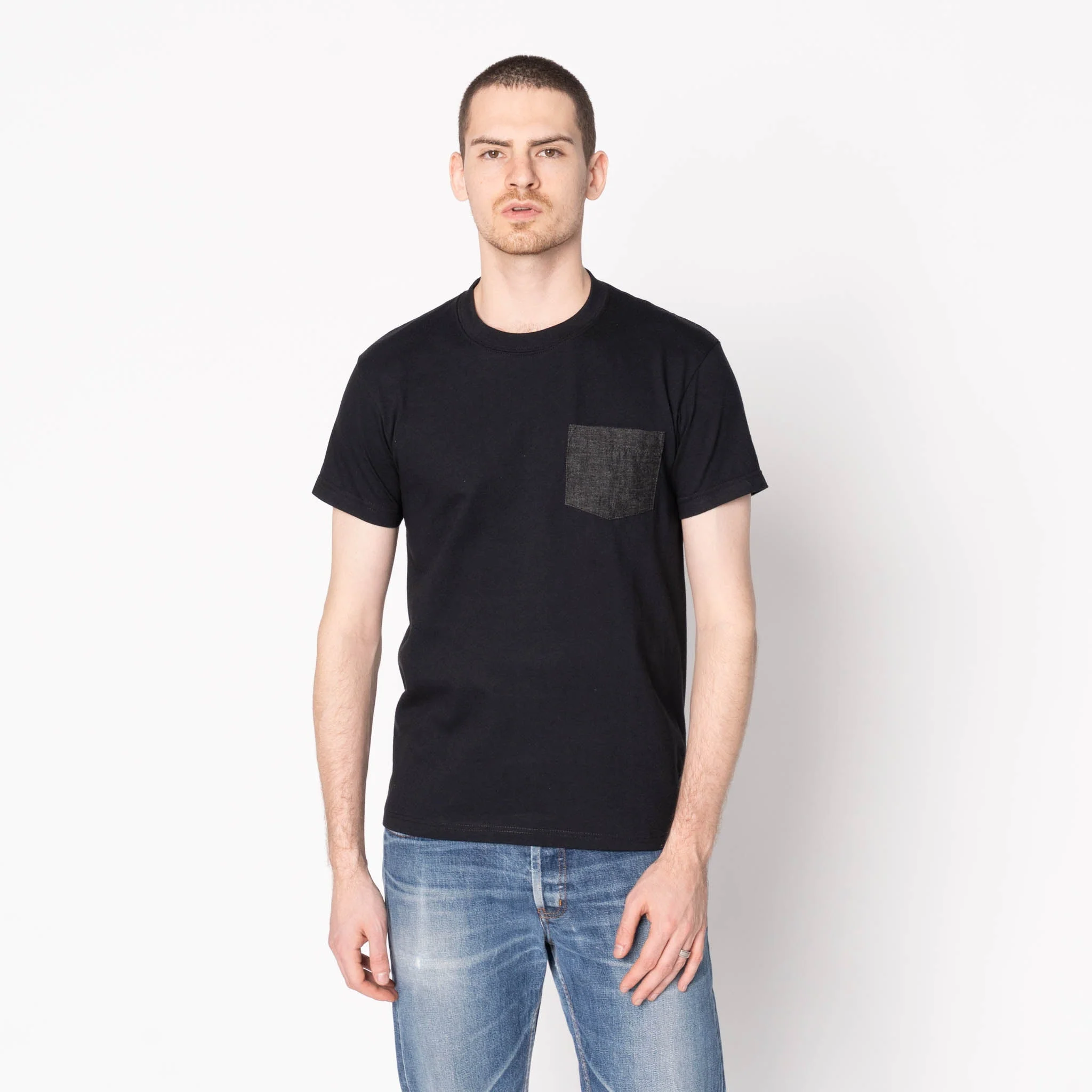 Pocket Tee - Black - Black Lightweight Denim - Black - Image 2