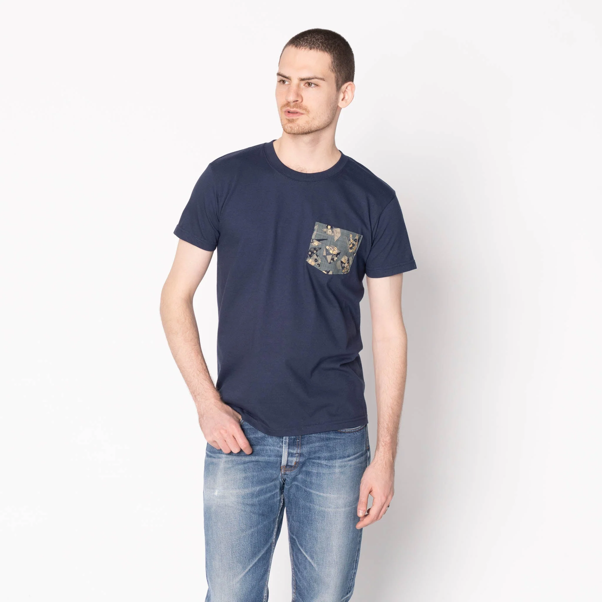Pocket Tee - Navy - Origami Poplin - Blue - Image 2