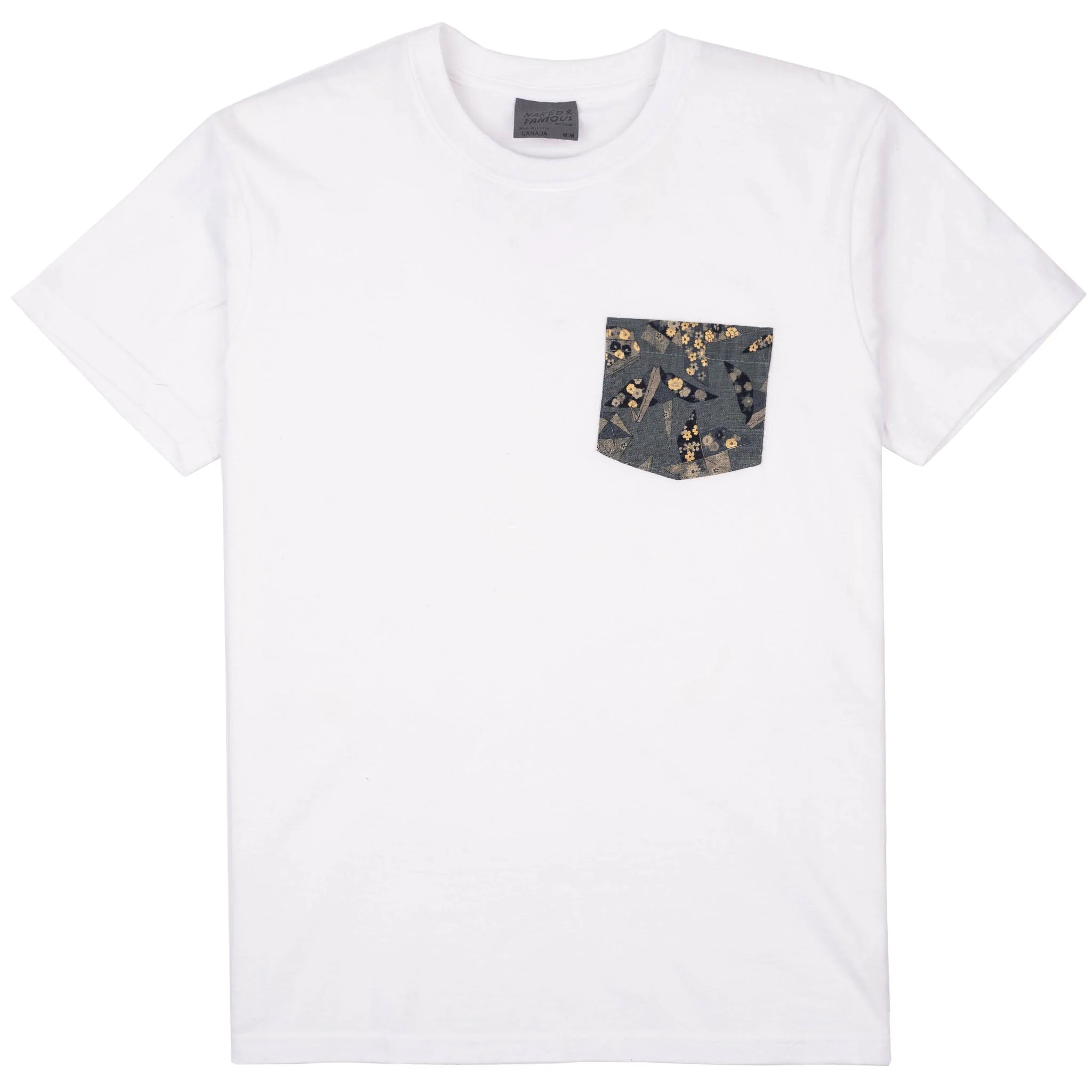 Pocket Tee - White - Origami Poplin - Blue