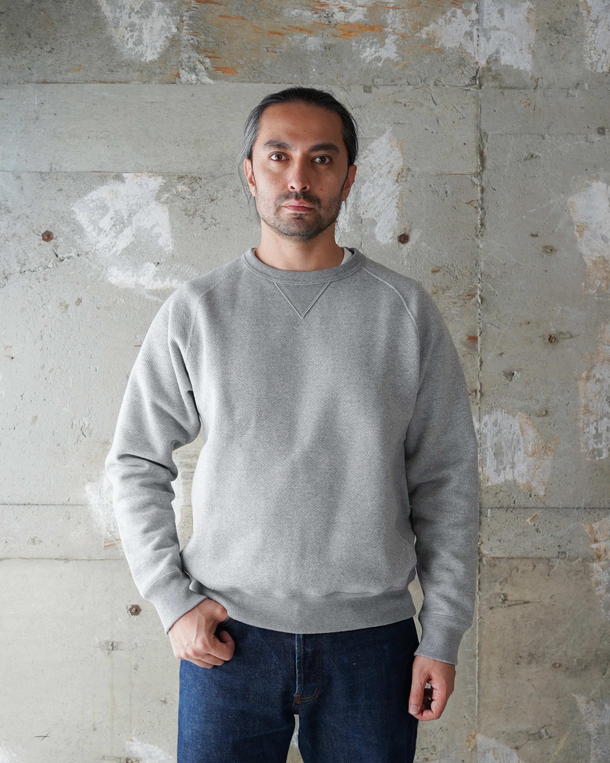 Pullover Crewneck - 876gsm Double Heavyweight French Terry - Heather Grey - Image 2