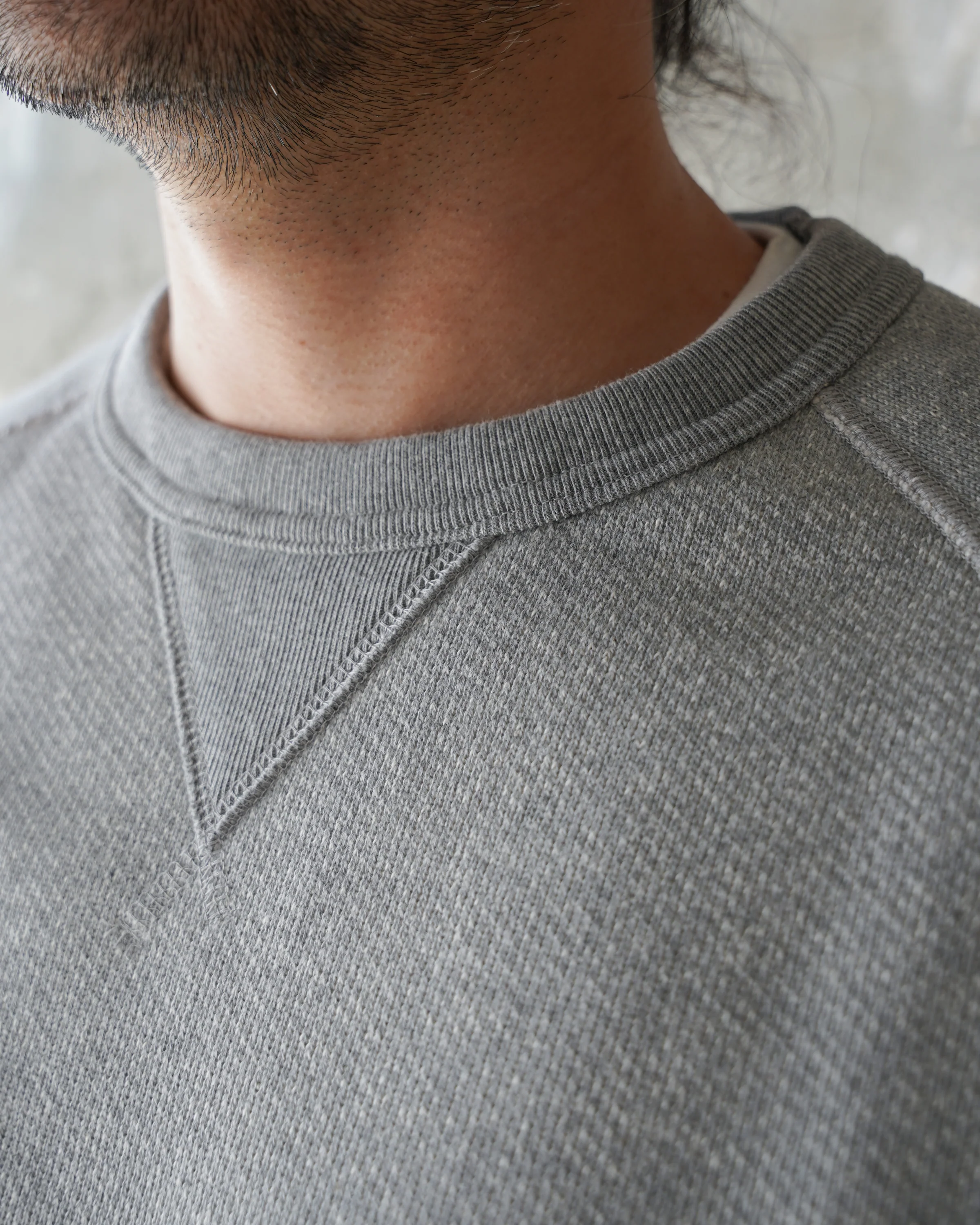 Pullover Crewneck - 876gsm Double Heavyweight French Terry - Heather Grey - Image 4