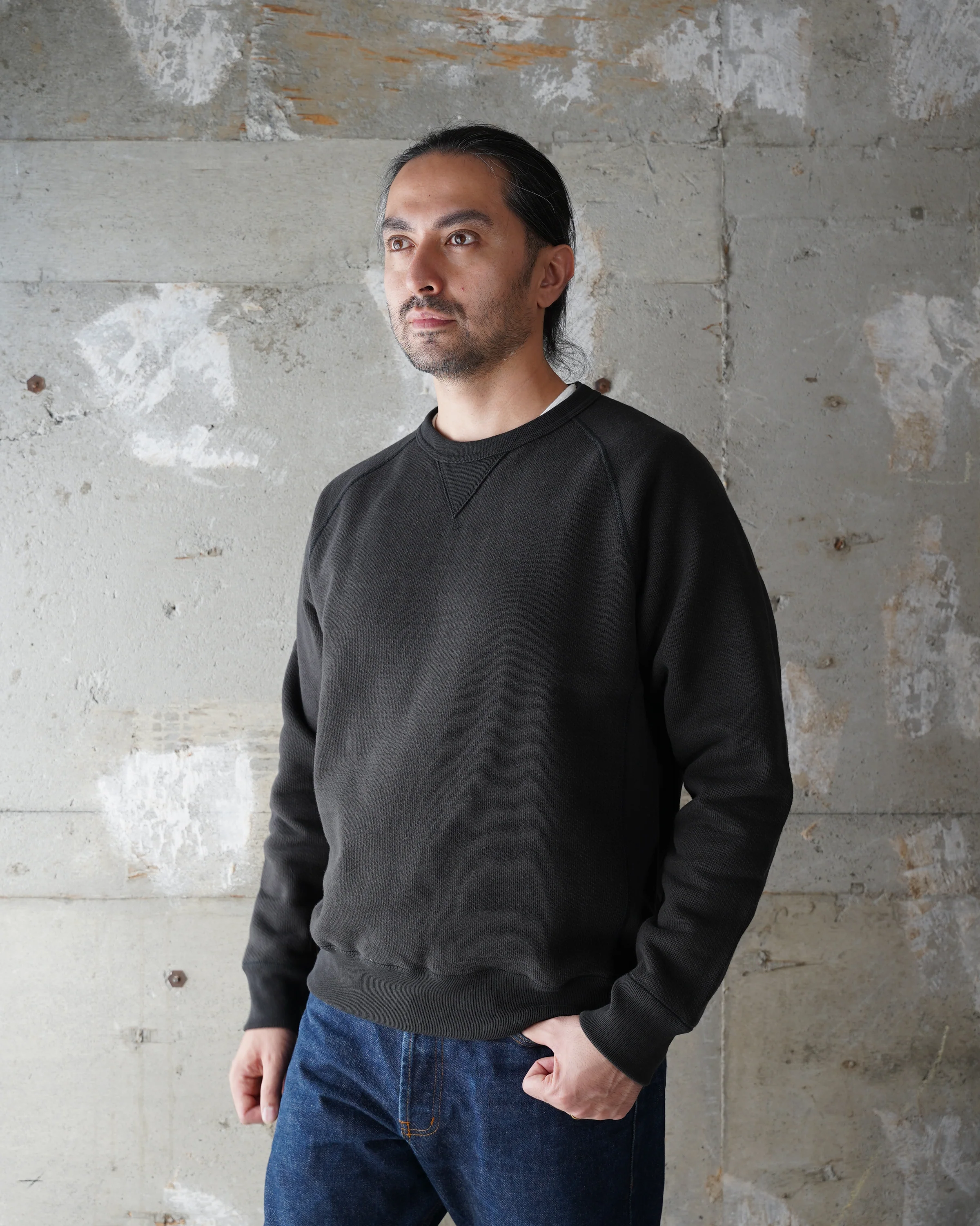 Pullover Crewneck - 876gsm Double Heavyweight French Terry - Sumi Black - Image 2