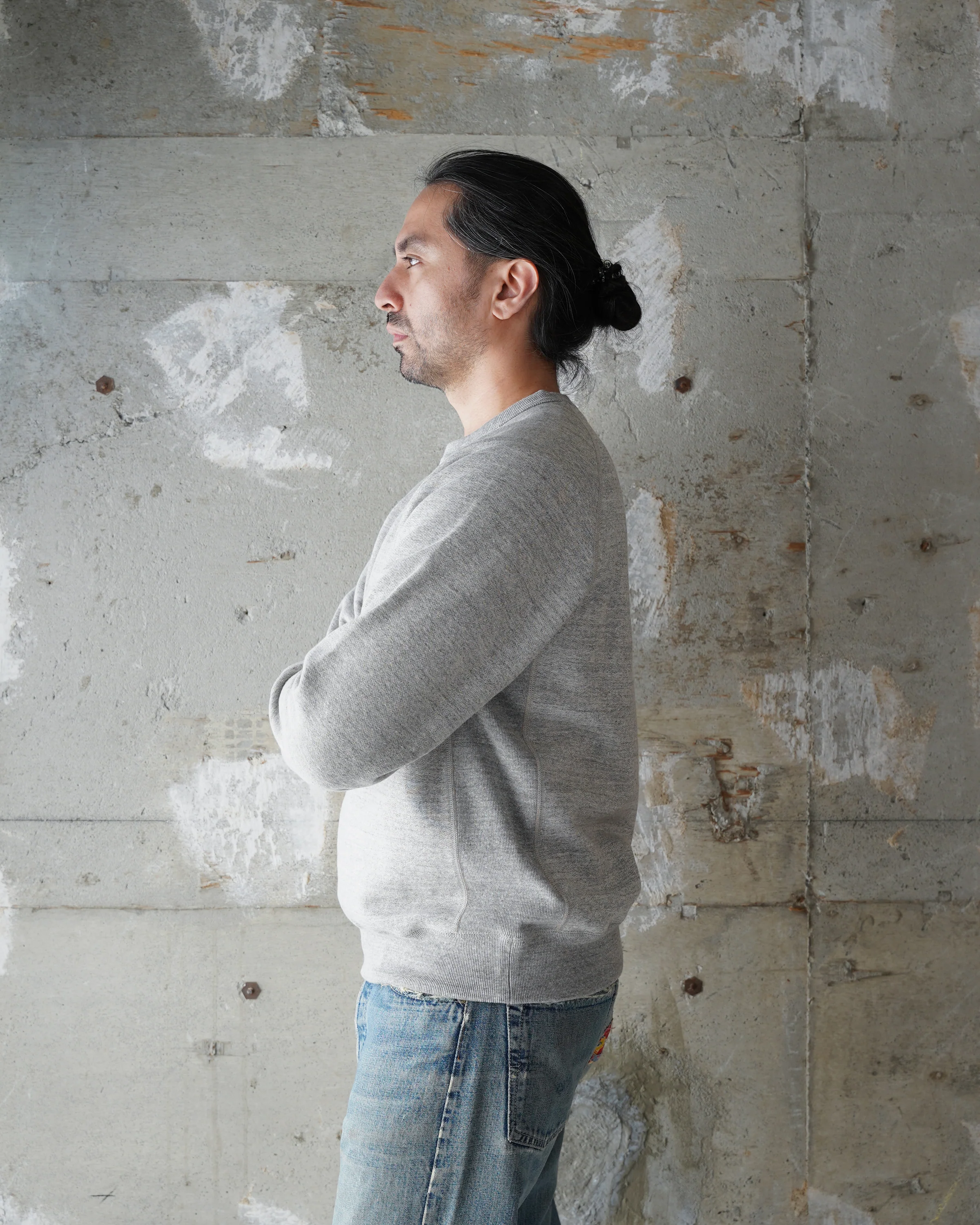 Pullover Crewneck - Fleeced Foxfibre® - Heather Grey - Image 4