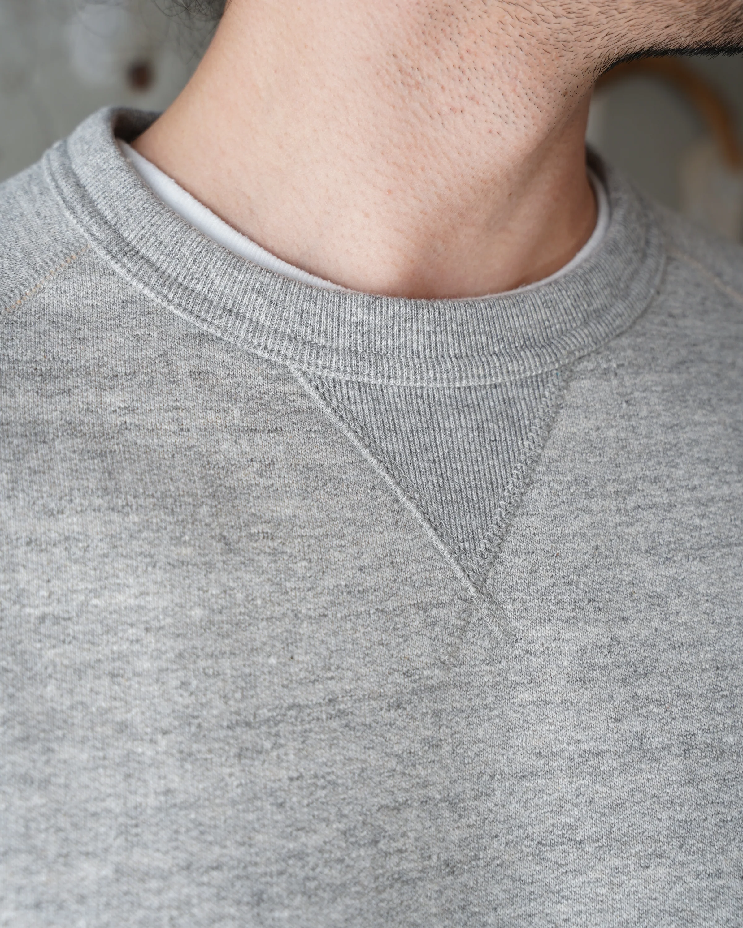 Pullover Crewneck - Fleeced Foxfibre® - Heather Grey - Image 5