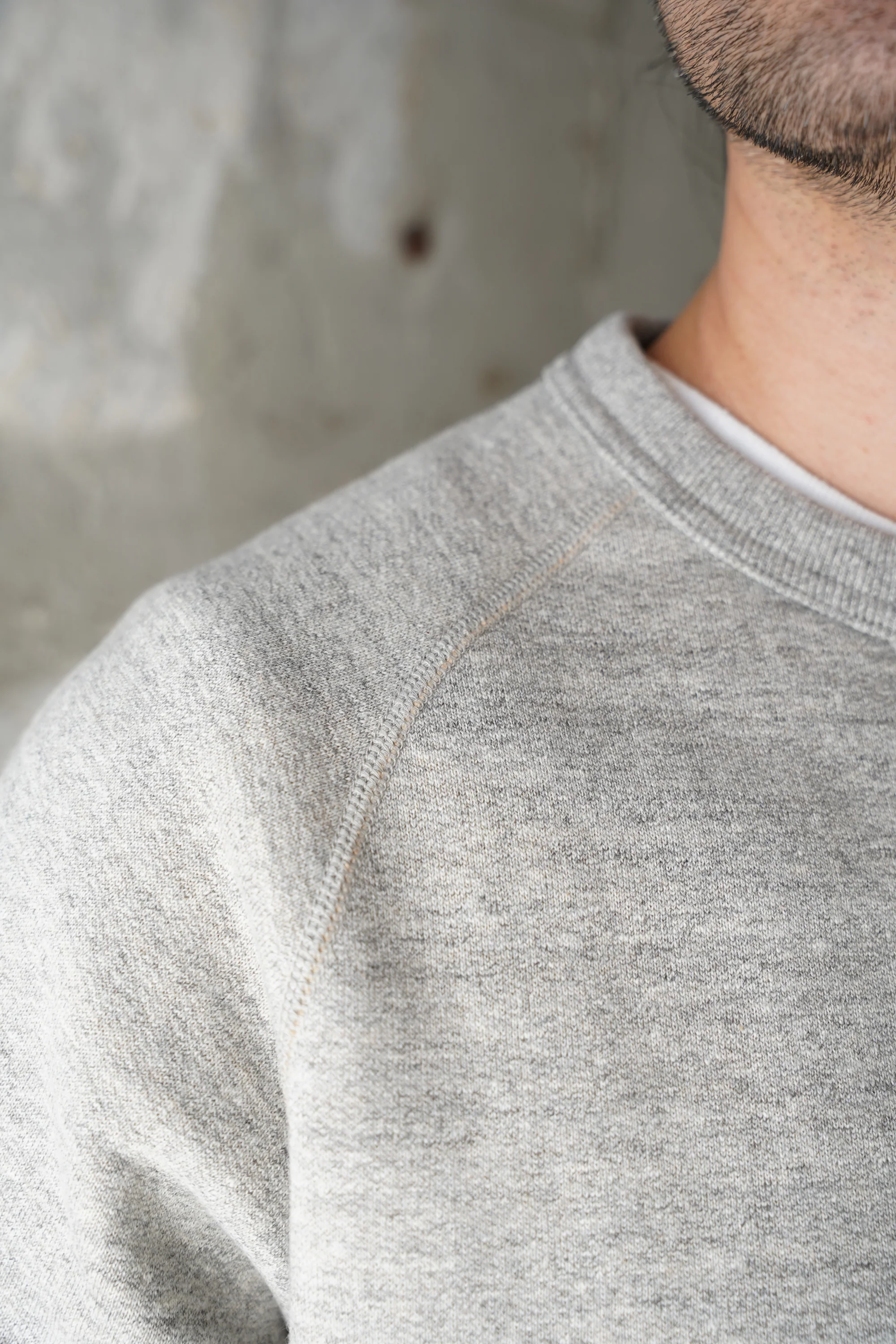 Pullover Crewneck - Fleeced Foxfibre® - Heather Grey - Image 6