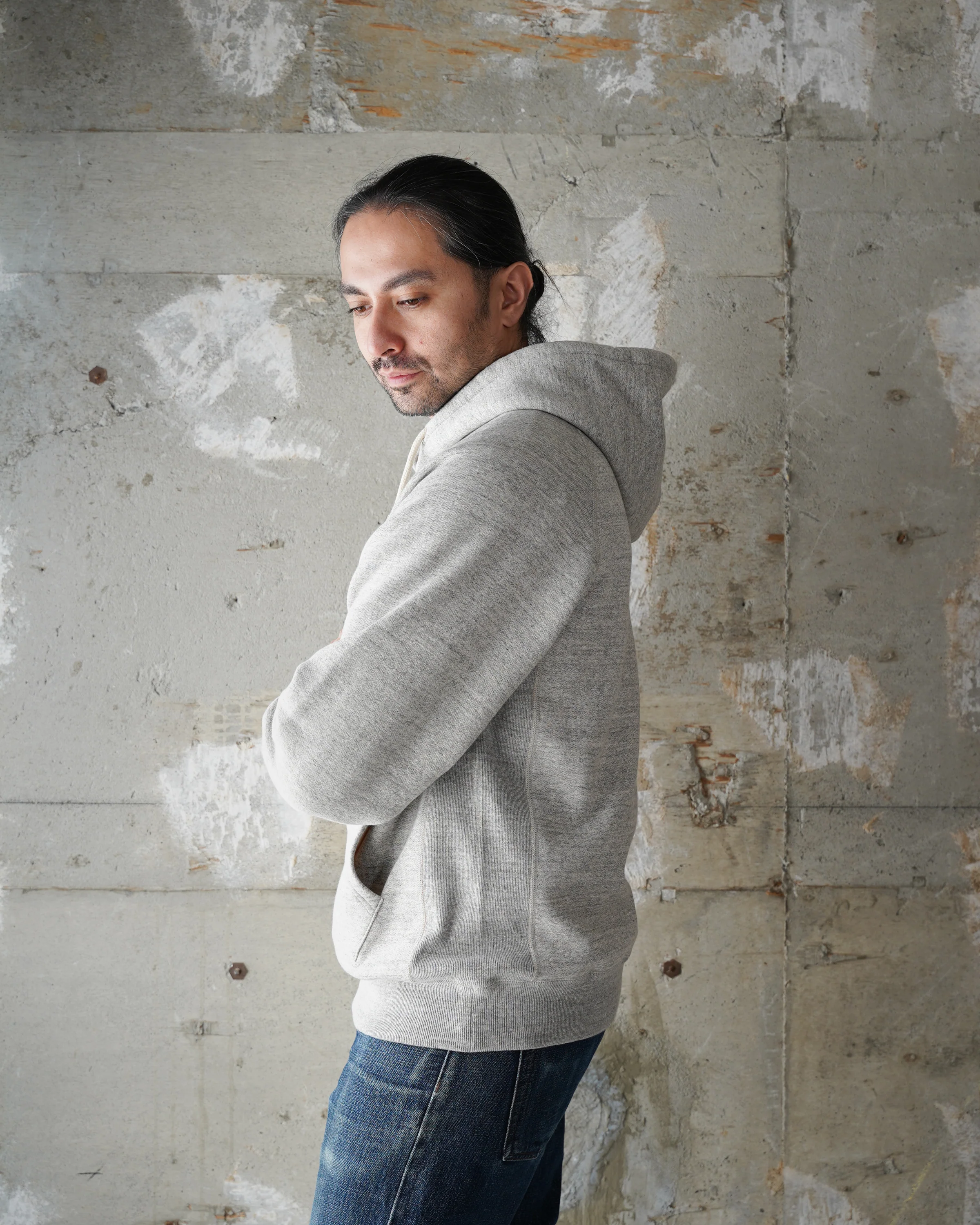 Pullover Hoodie - Fleeced Foxfibre® - Heather Grey - Image 4