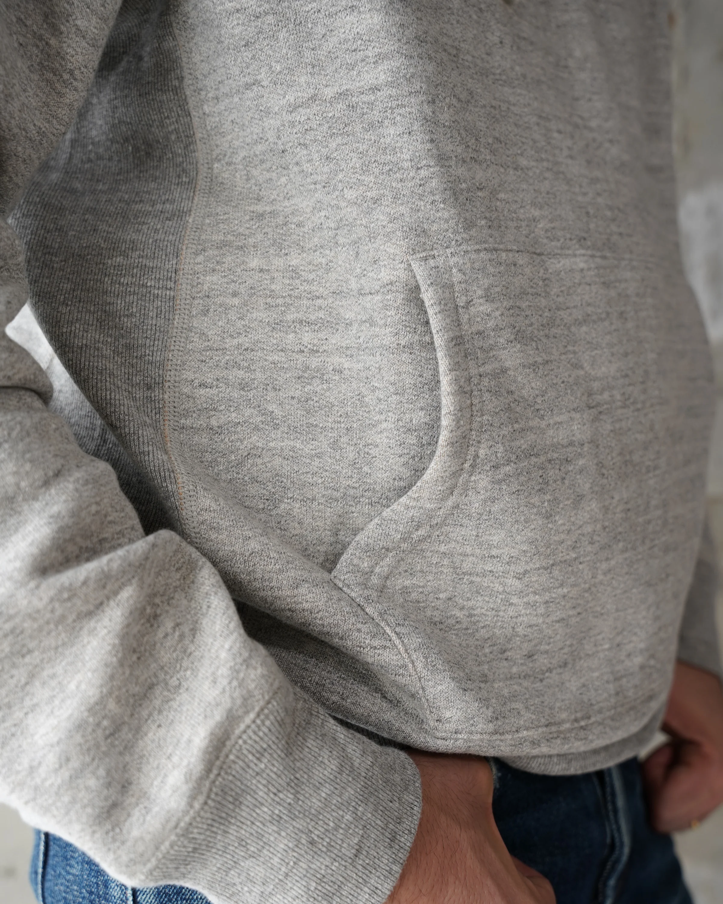 Pullover Hoodie - Fleeced Foxfibre® - Heather Grey - Image 6