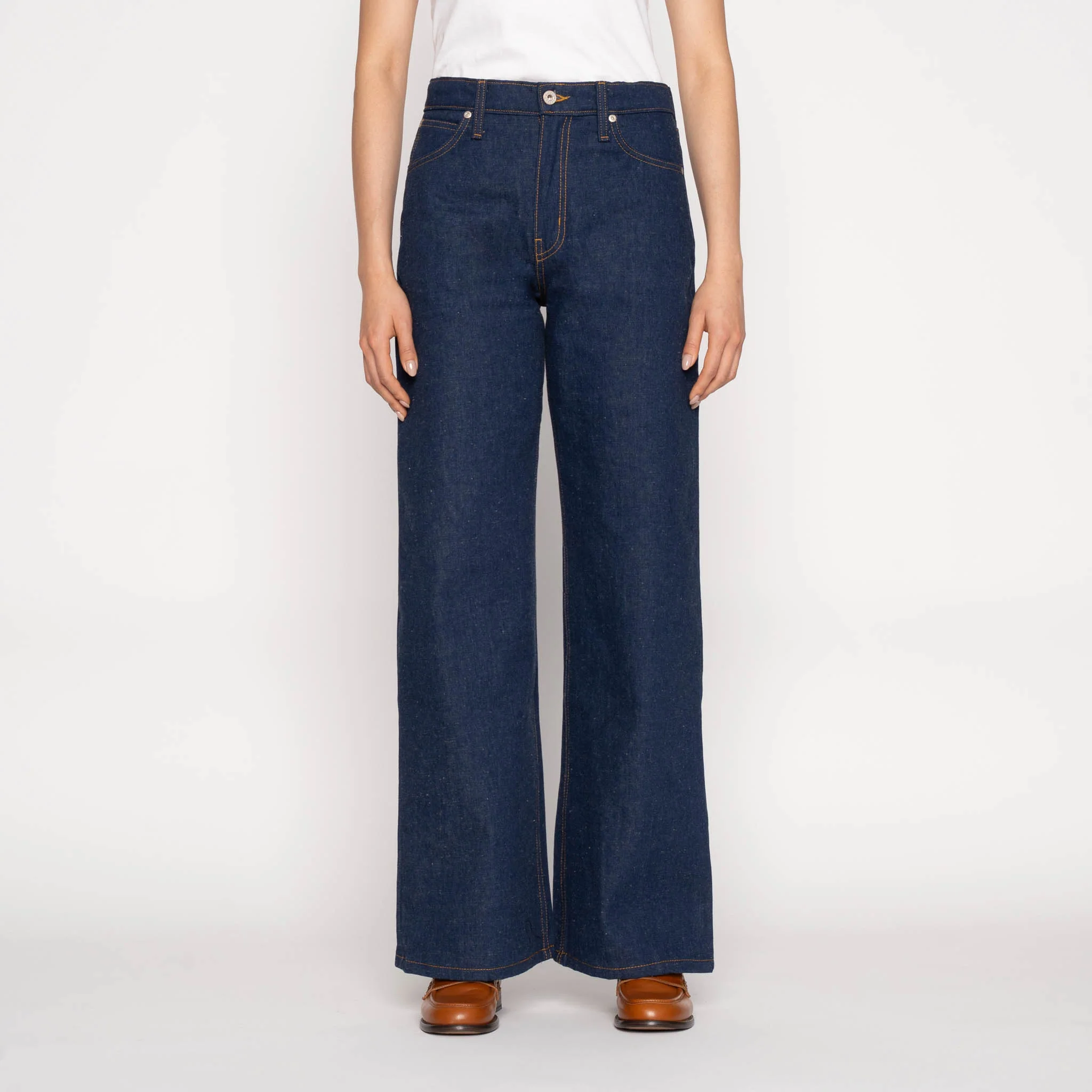 Wide Wild West - 2x1 Dungaree Nep Denim - Mid Indigo - Image 2