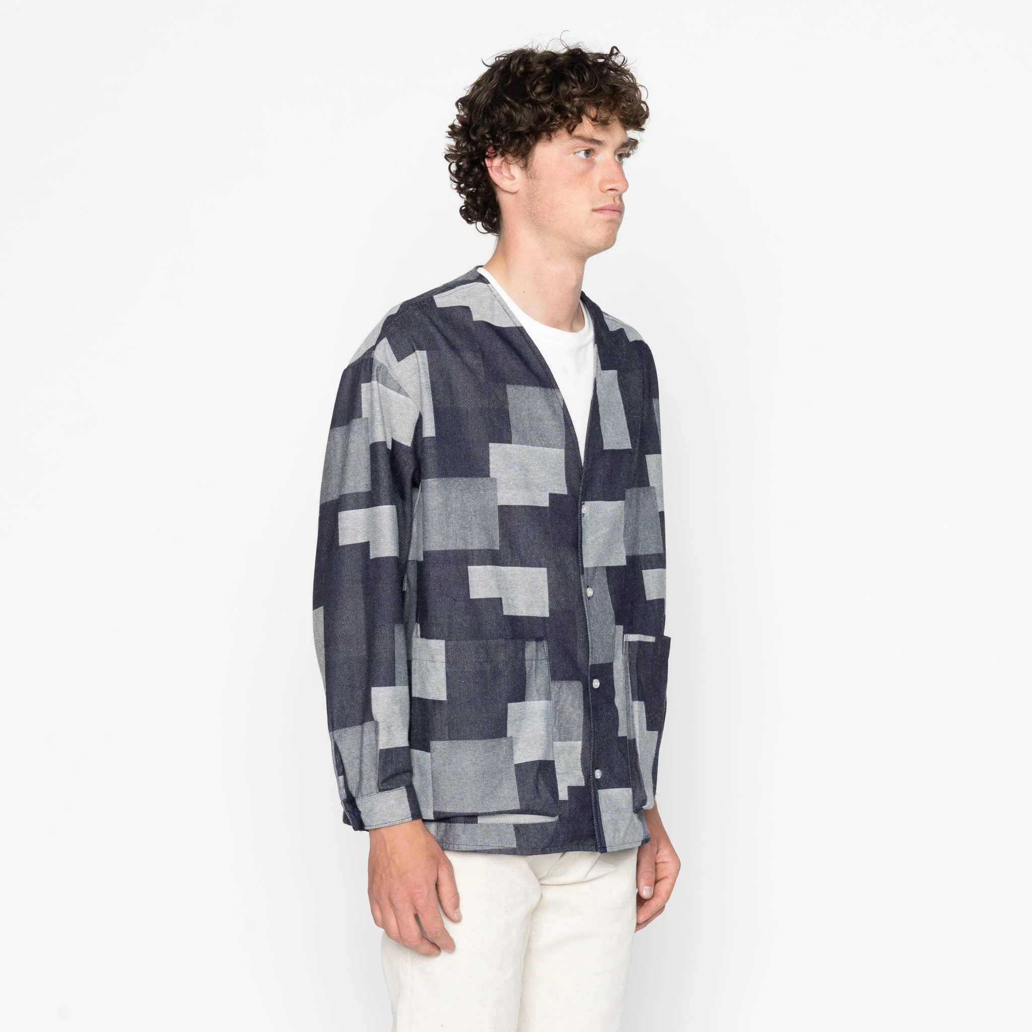 Wise Guy Jacket - Jacquard  Denim  - Indigo - Image 3