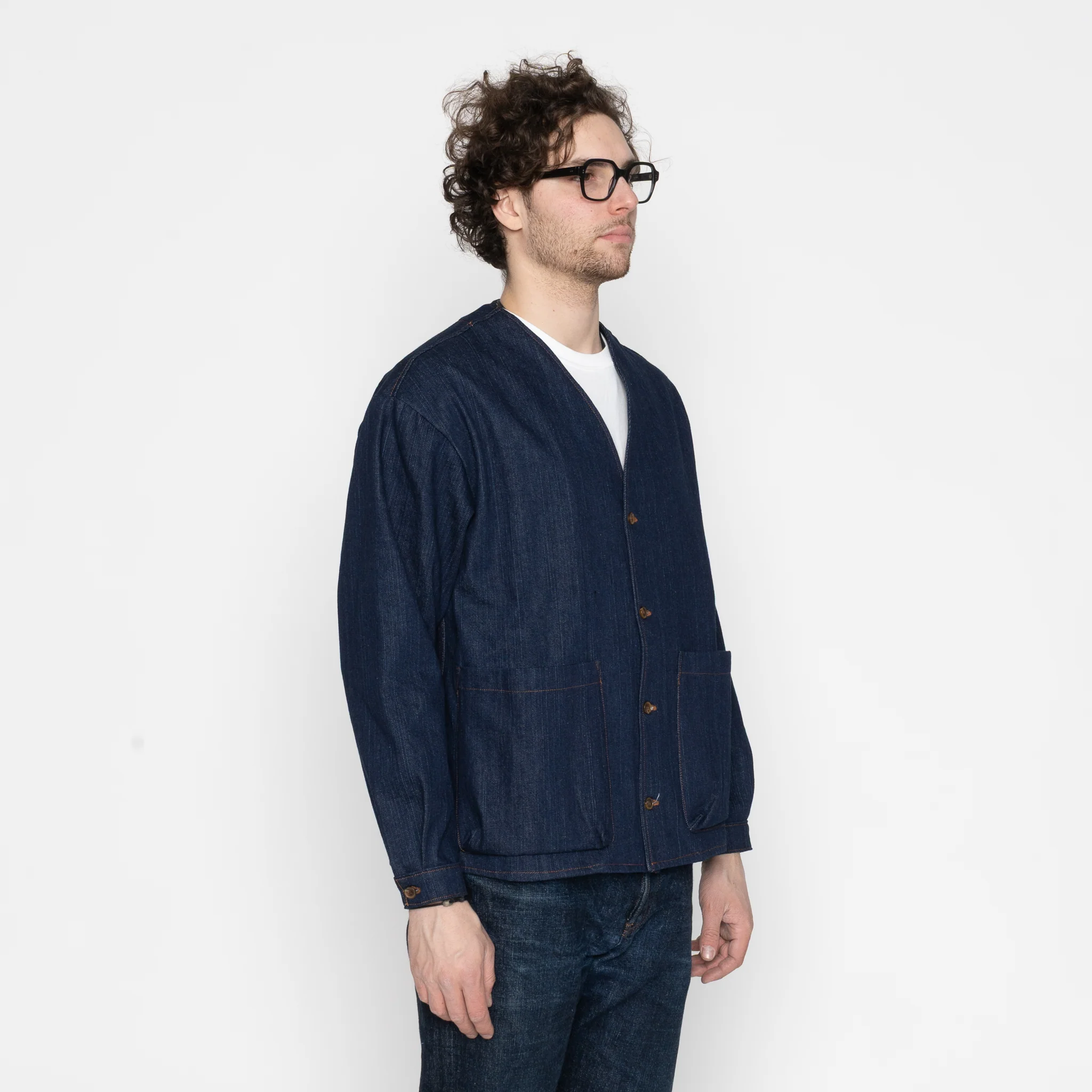 Wise Guy  Jacket - Vertical Slub Denim - Indigo - Image 3