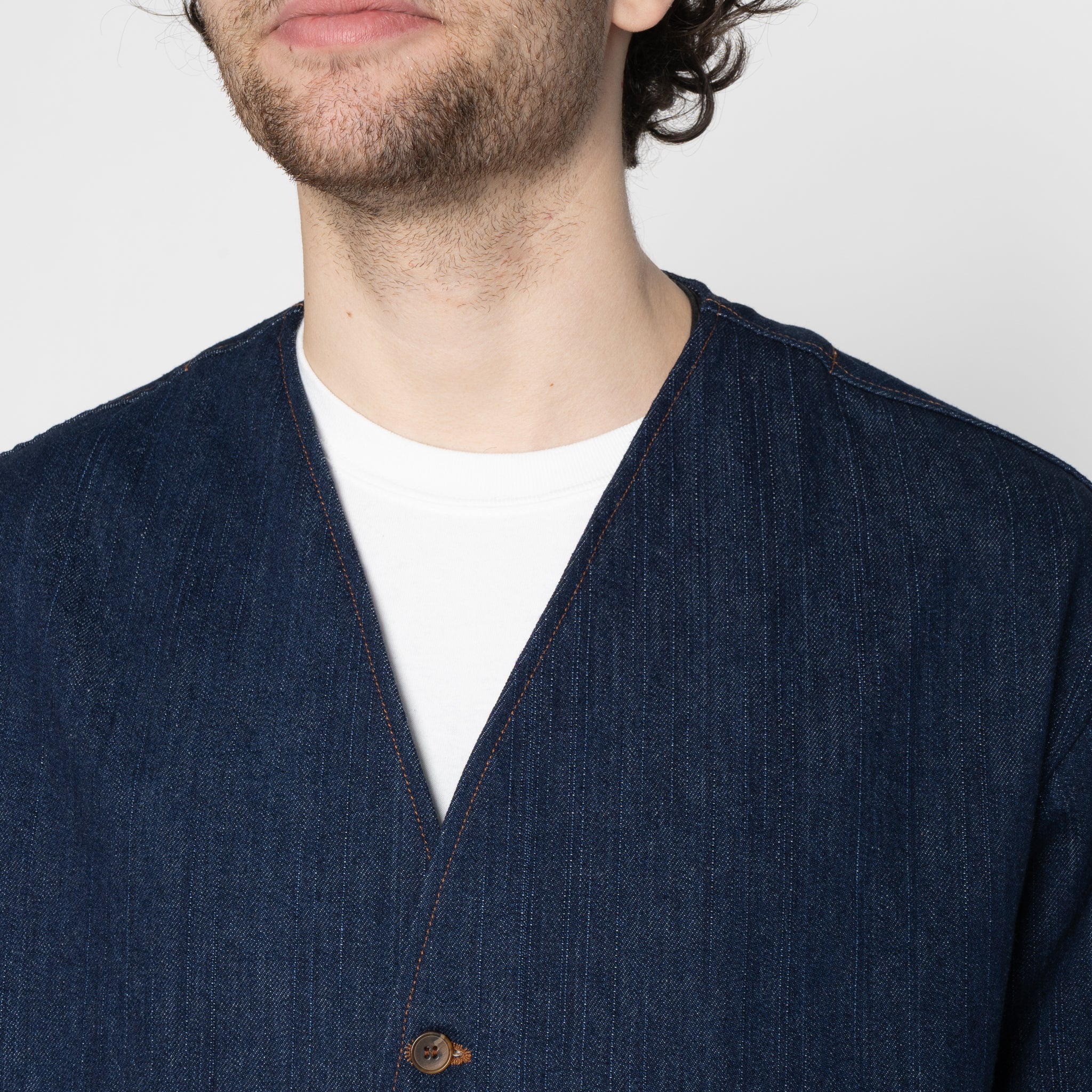 Wise Guy  Jacket - Vertical Slub Denim - Indigo - Image 5