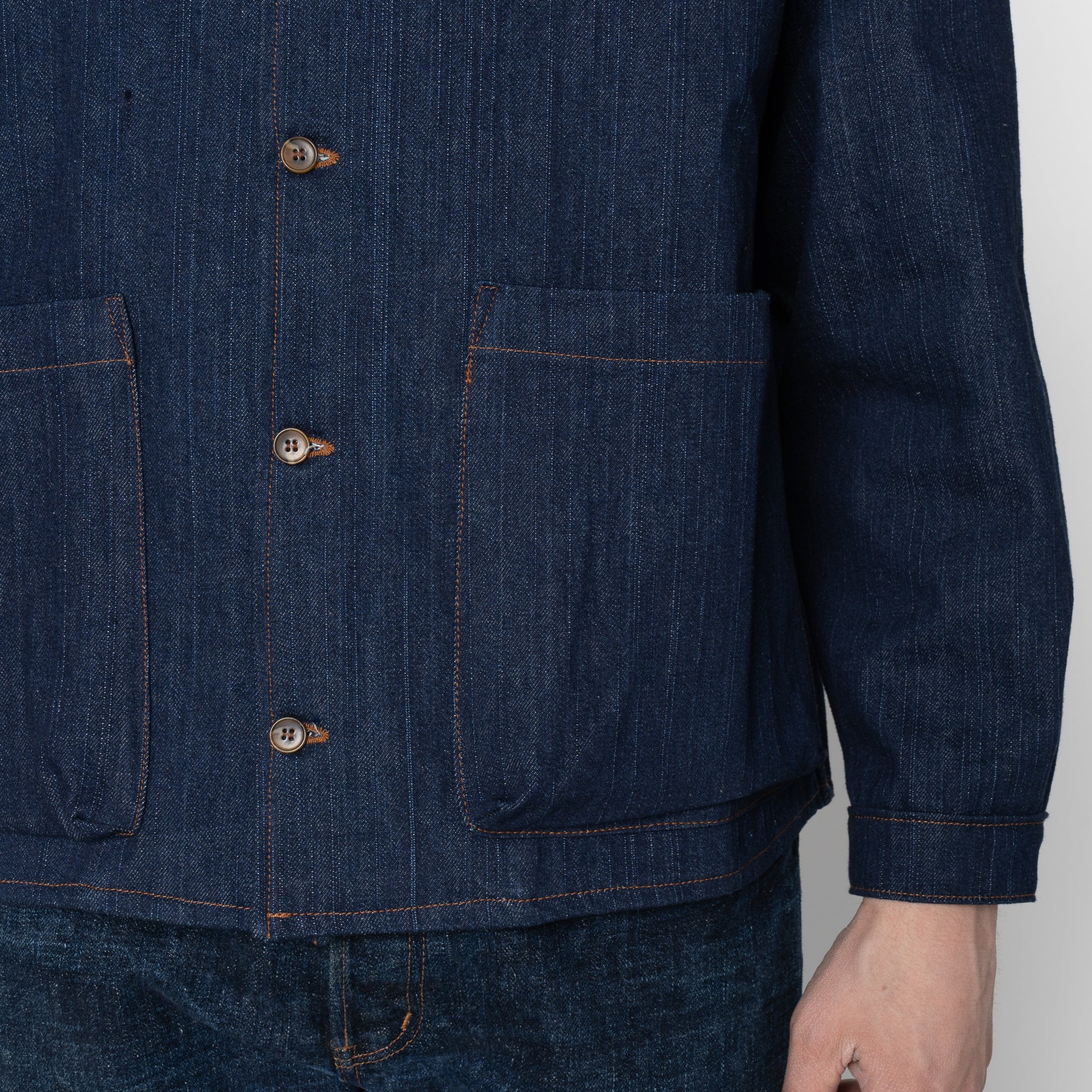 Wise Guy  Jacket - Vertical Slub Denim - Indigo - Image 6