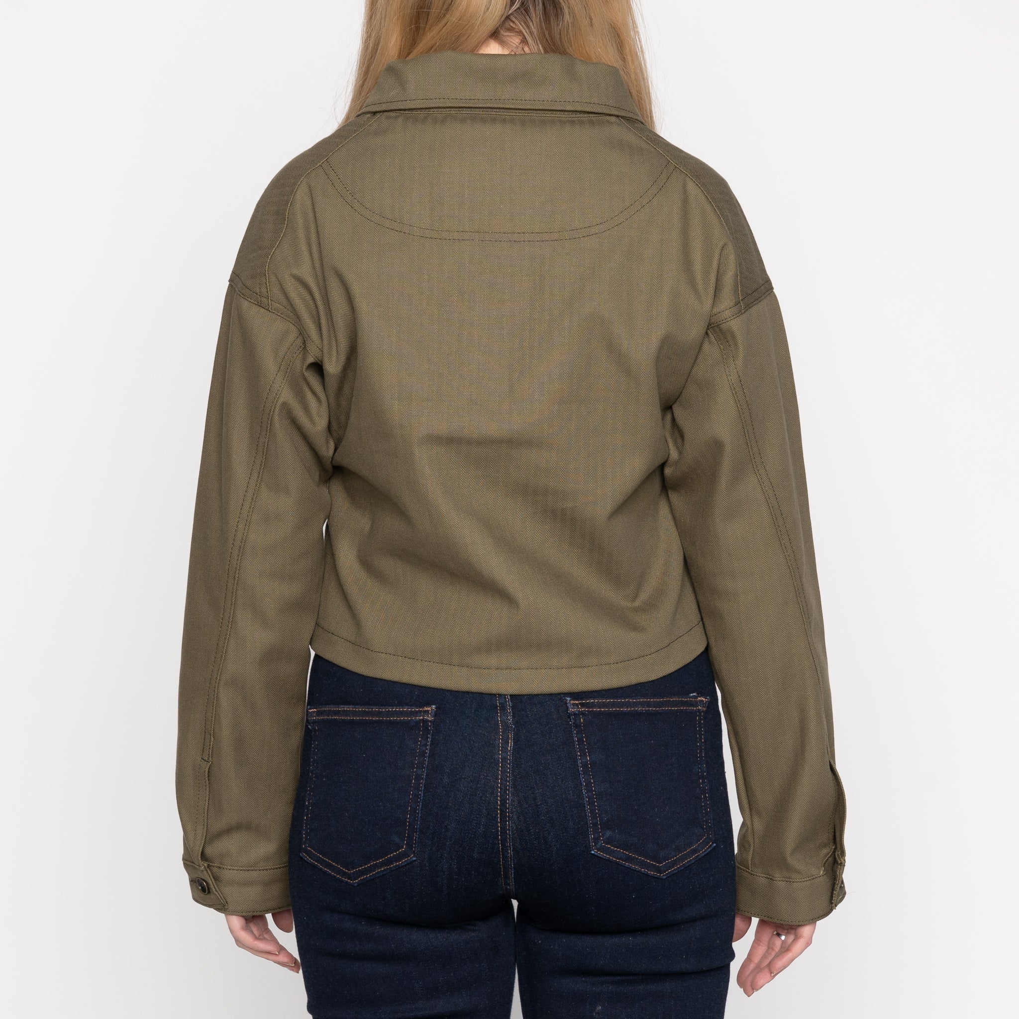 Zip Crop Jacket - Army HBT - Olive Drab - Image 3