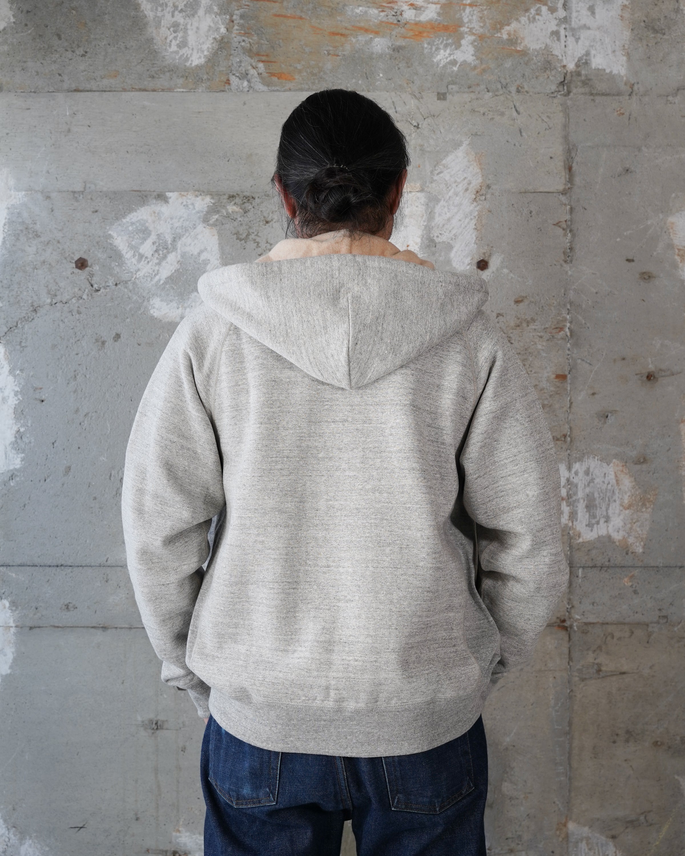 Zip Hoodie - Fleeced Foxfibre® - Heather Grey - Image 3