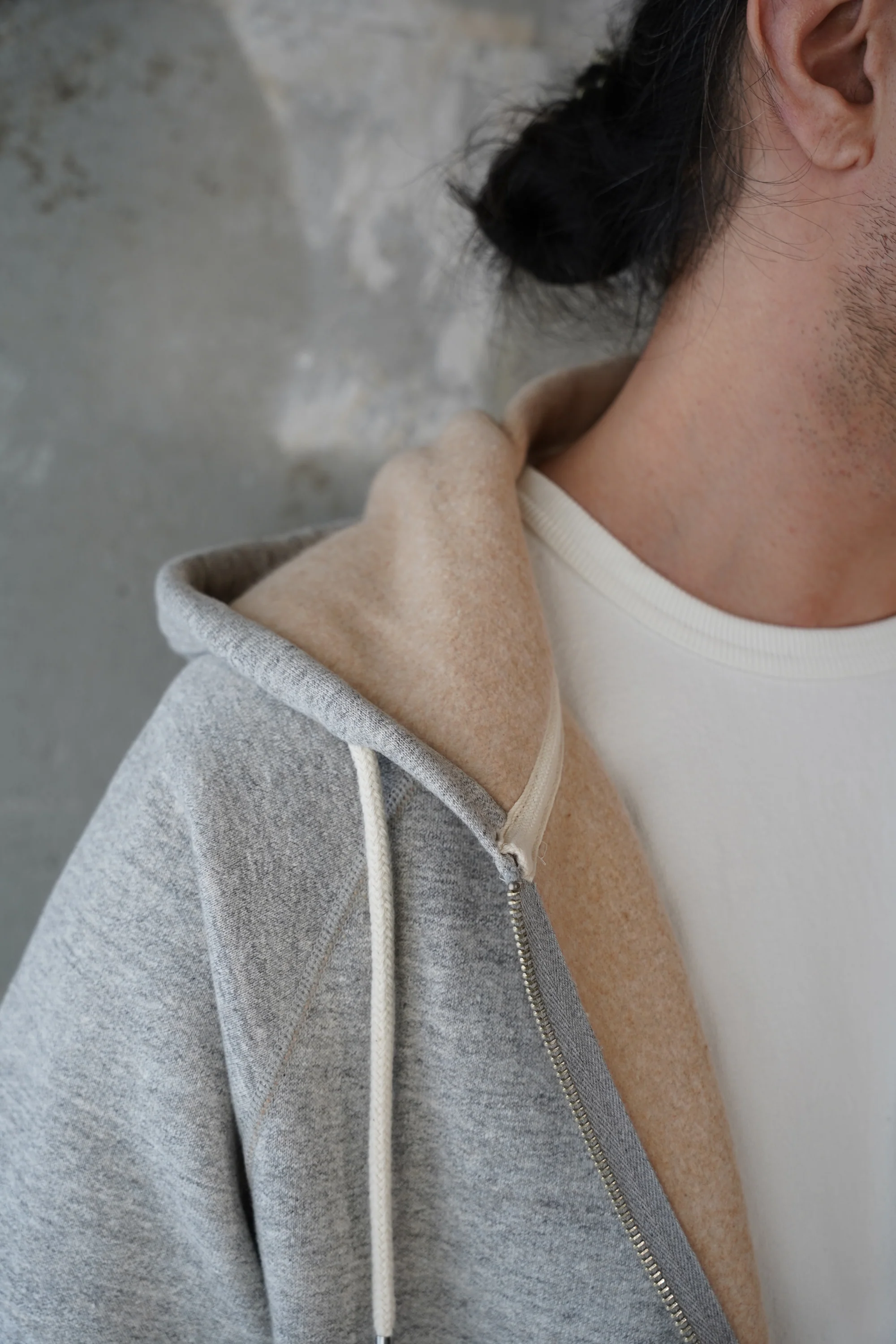 Zip Hoodie - Fleeced Foxfibre® - Heather Grey - Image 5