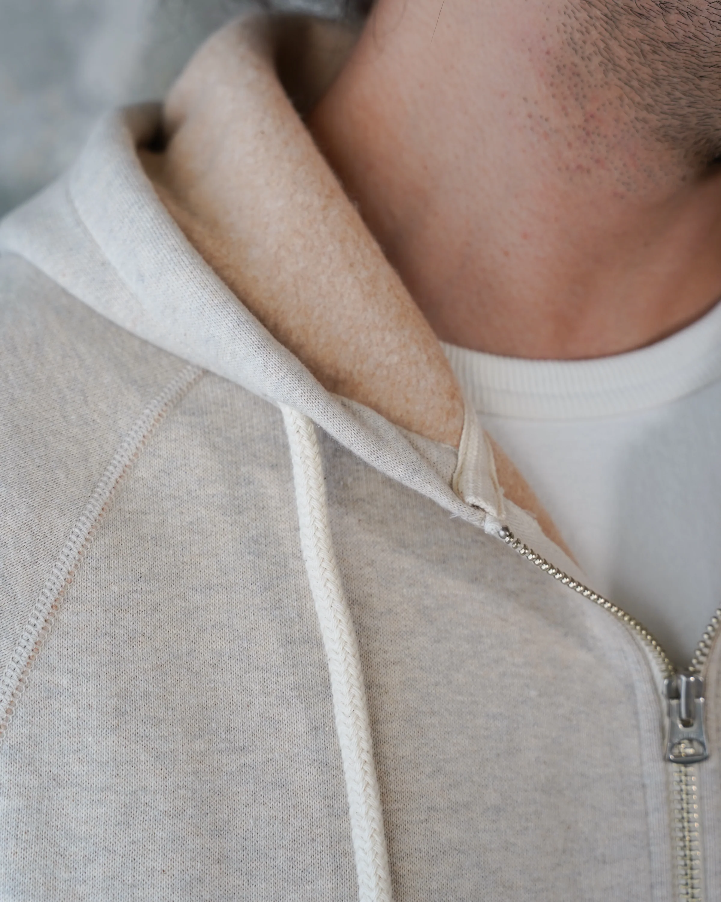 Zip Hoodie - Fleeced Foxfibre® - Oatmeal - Image 4